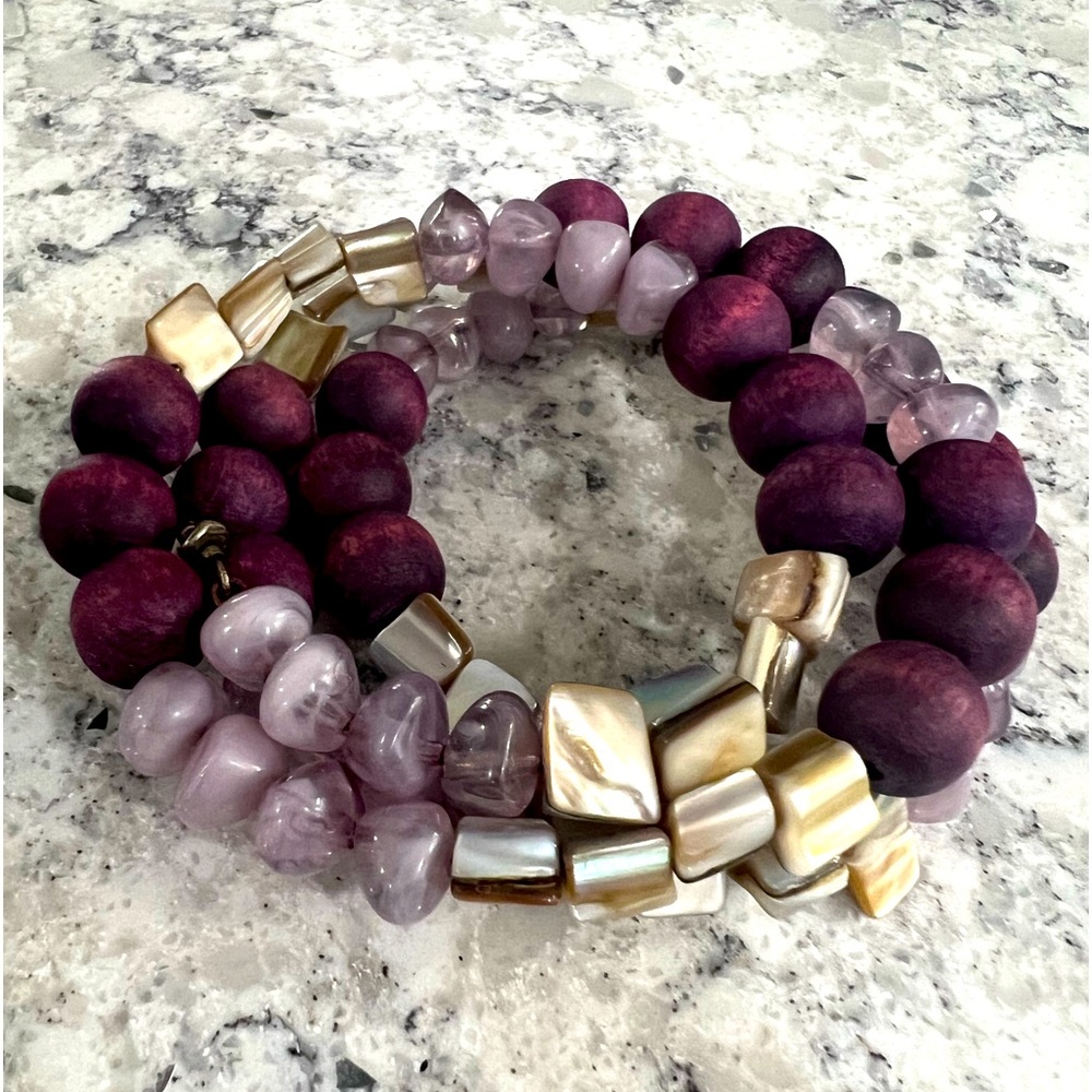 Bracelet purple wired layered, beautiful